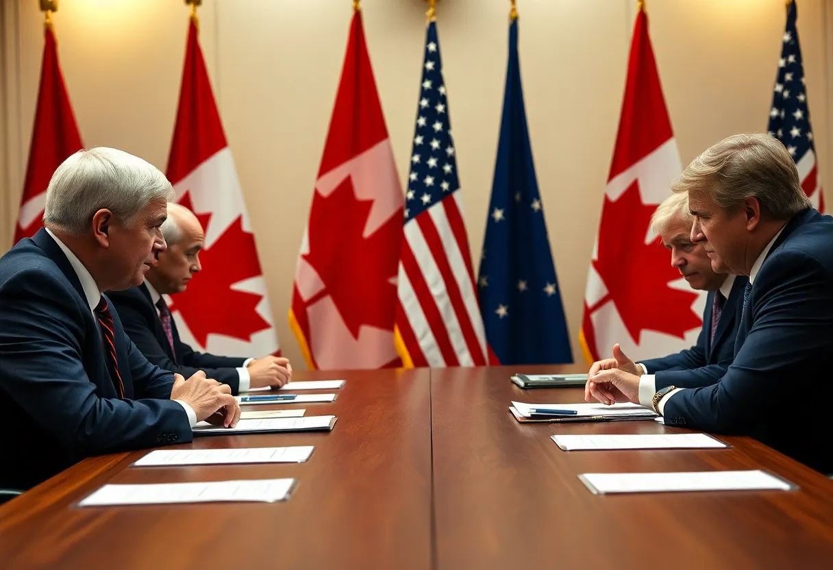 Canadian leaders in a meeting about the U.S. tariff situation