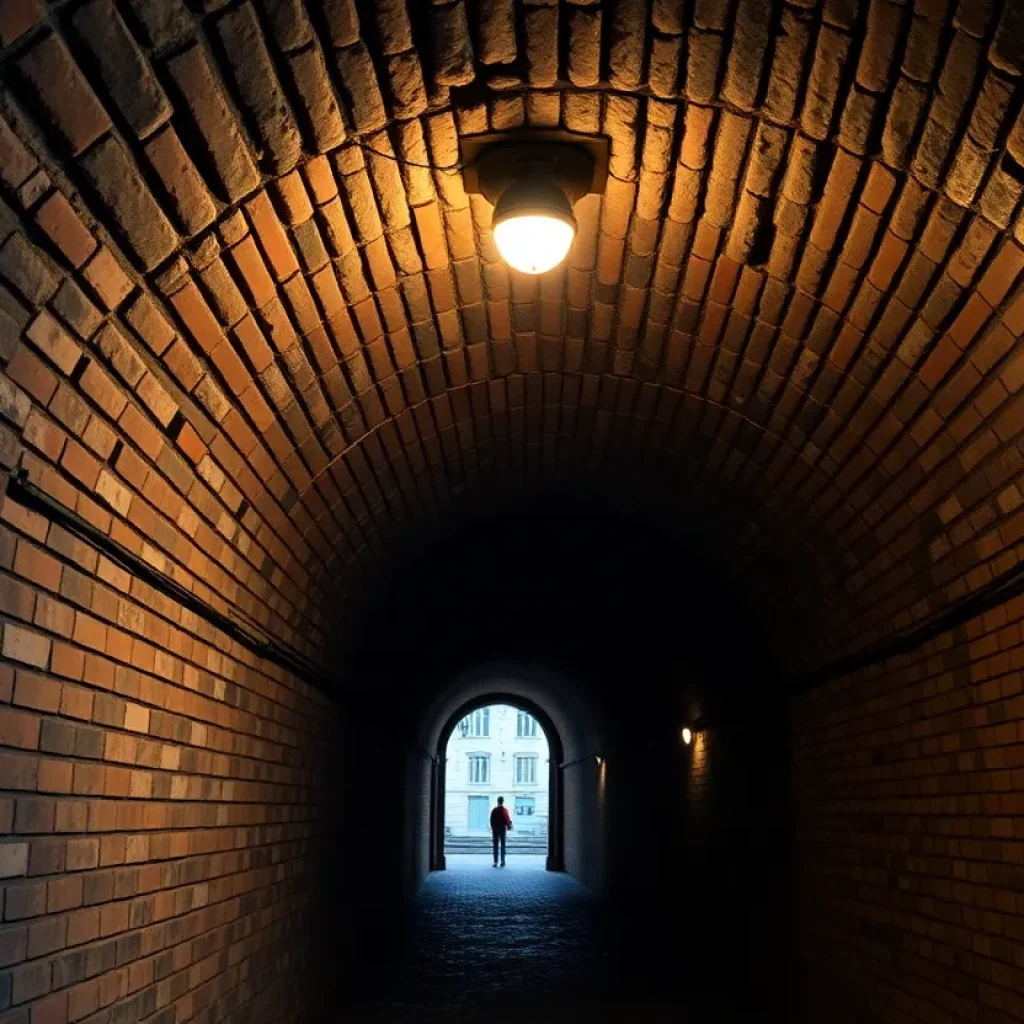 Illustration of hidden underground tunnels beneath Spartanburg's Morgan Square.