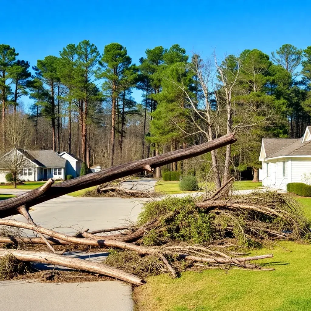 Damage caused by the EF-0 tornado in Holly Springs, SC