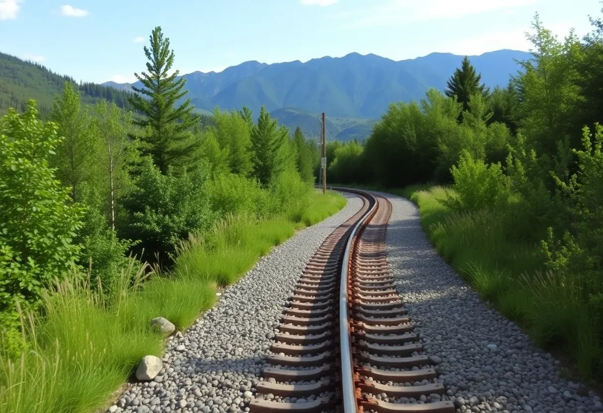 A scenic view of the future Saluda Grade Rail Trail amidst nature.