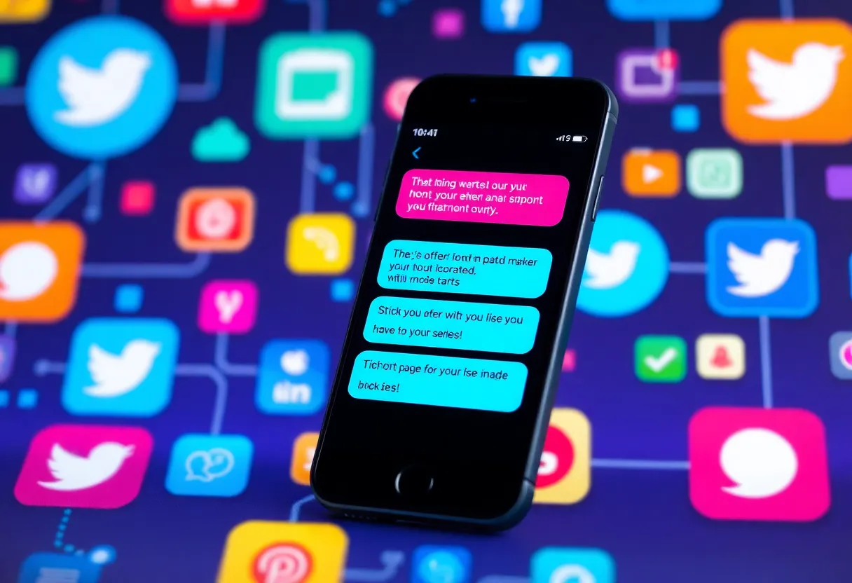 Smartphone displaying SMS messages for marketing engagement