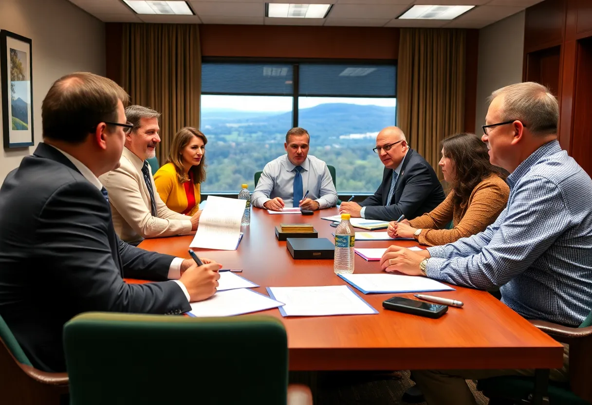 Leaders of Spartanburg County discussing economic growth strategies in a meeting.