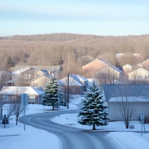 Snow-covered landscape in Spartanburg County