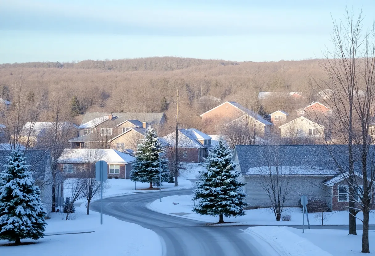 Snow-covered landscape in Spartanburg County