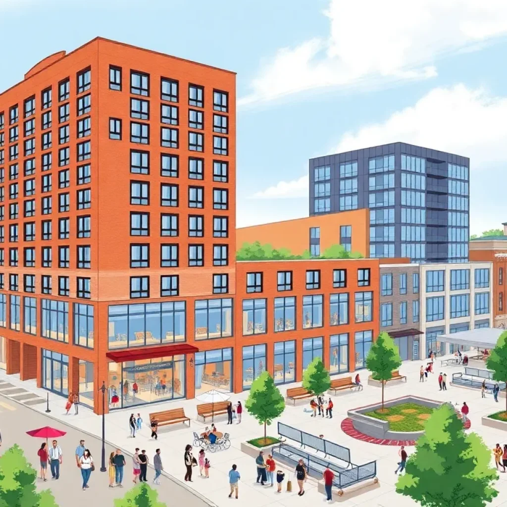 Artistic rendering of the new Spartanburg downtown redevelopment project