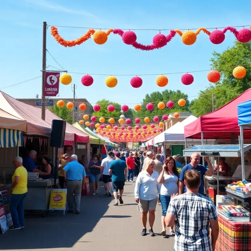 Outdoor festival in Spartanburg featuring food stalls and live music