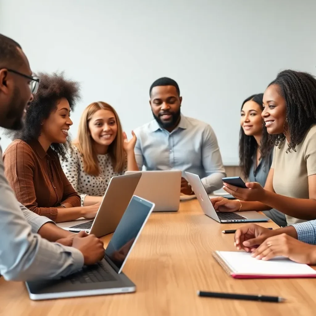 Group of diverse small business owners in a mentoring session