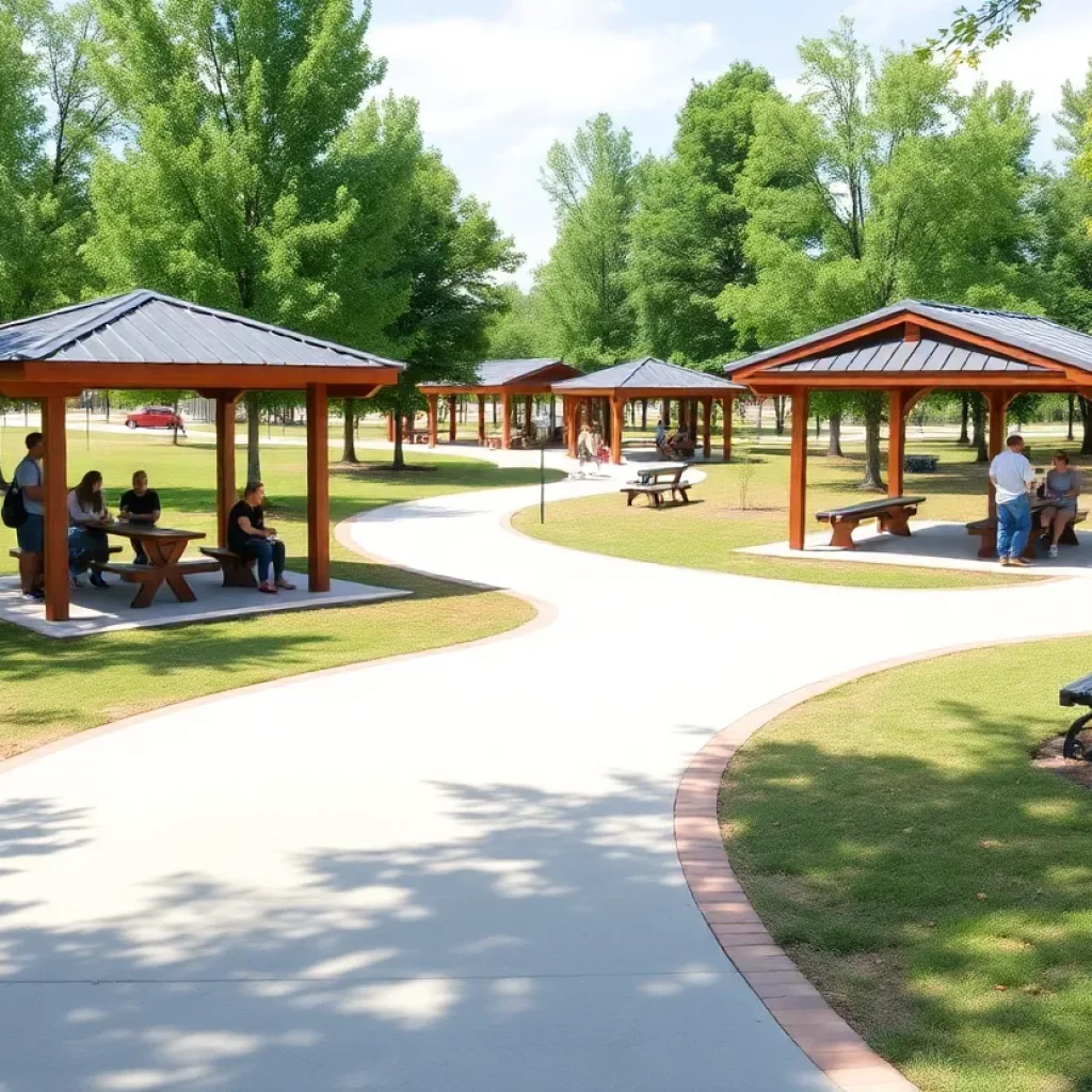 Families enjoying a park in Spartanburg with new recreational features.