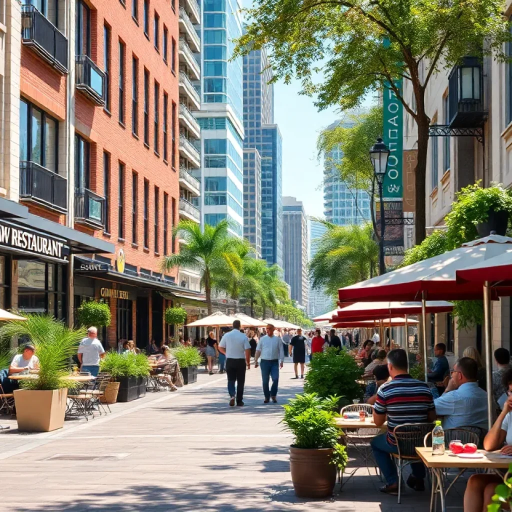 A downtown Spartanburg street bustling with new restaurants and diners.