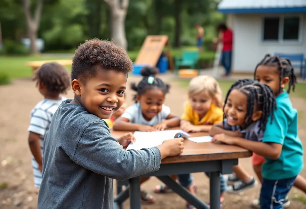 Children learning in Spartanburg Southside community school