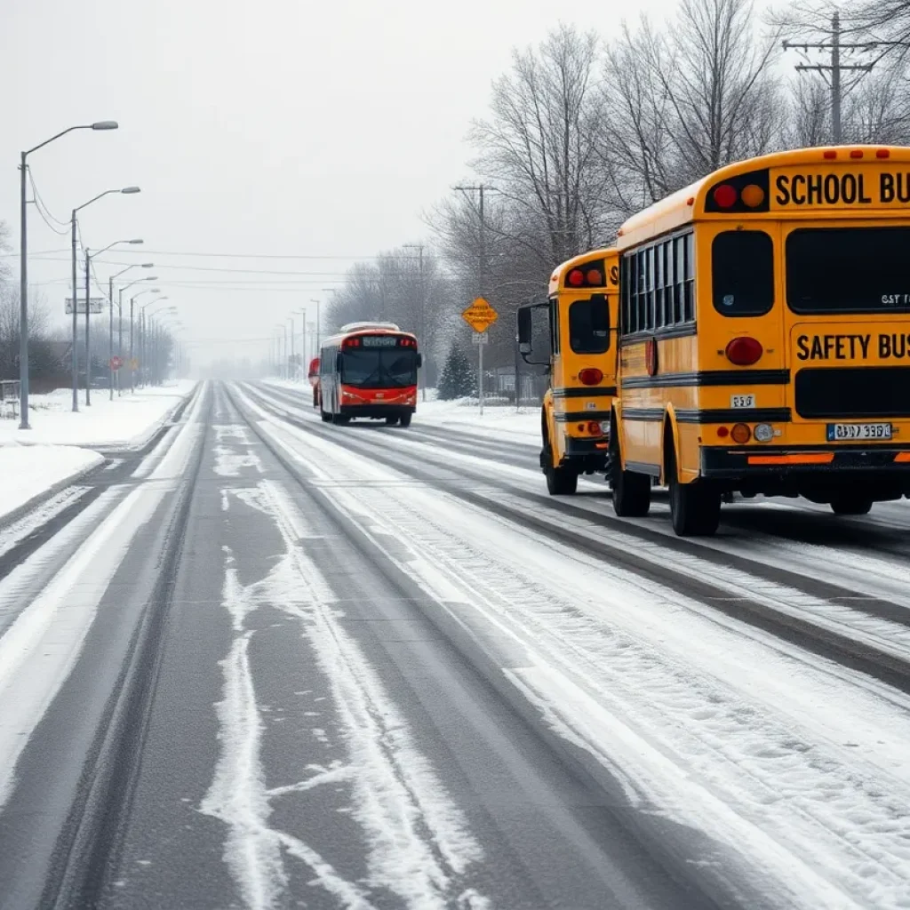 Icy roads near schools leading to delays