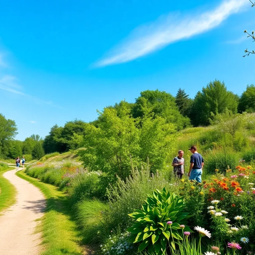 Restored Cottonwood Trail in Spartanburg with nature lovers walking