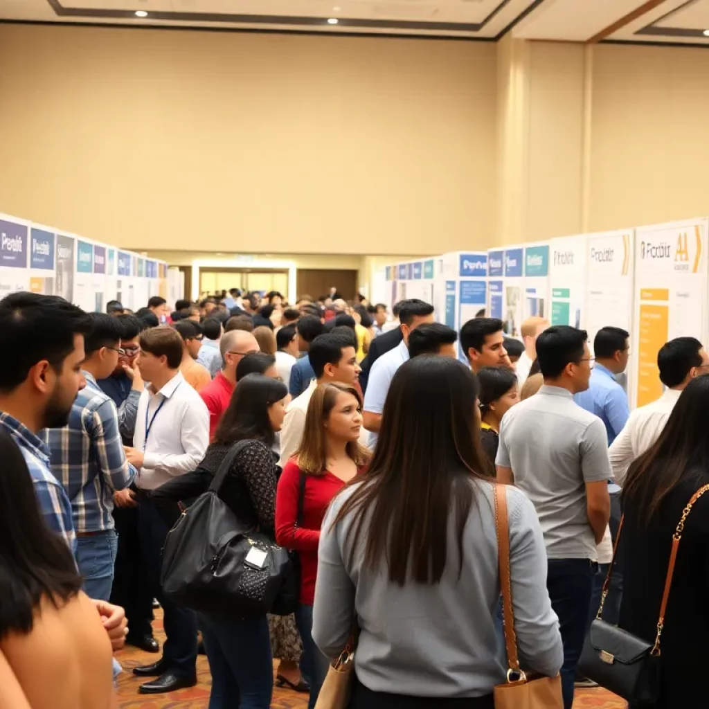 Job seekers at the Hub City Spartanburgers job fair.