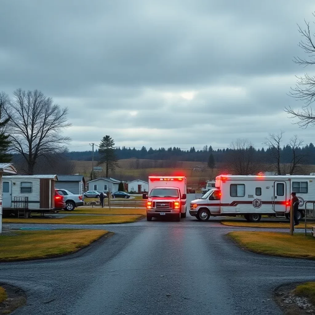 Scene of a trailer fire in Boiling Springs with emergency responders