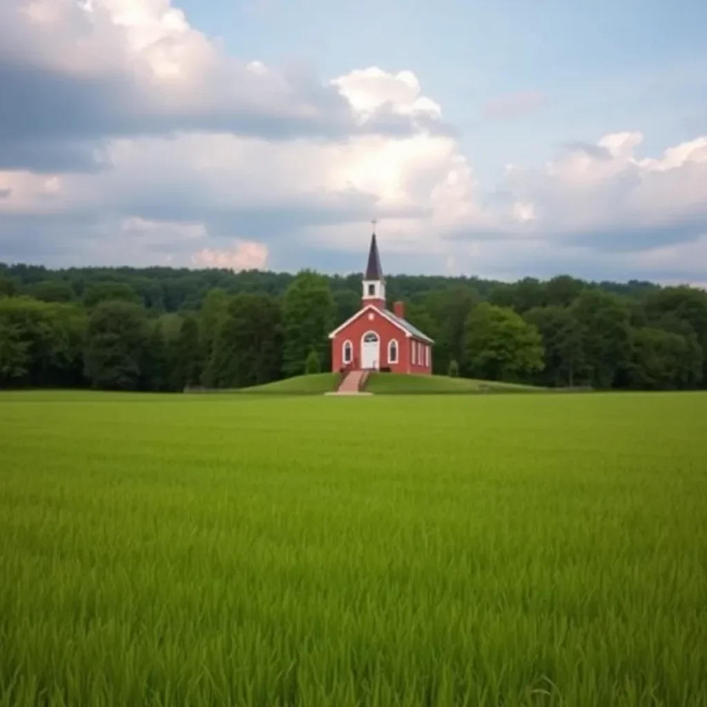 A tranquil landscape in Cowpens, SC, representing the community spirit in remembrance of Myrtle McGinnis.