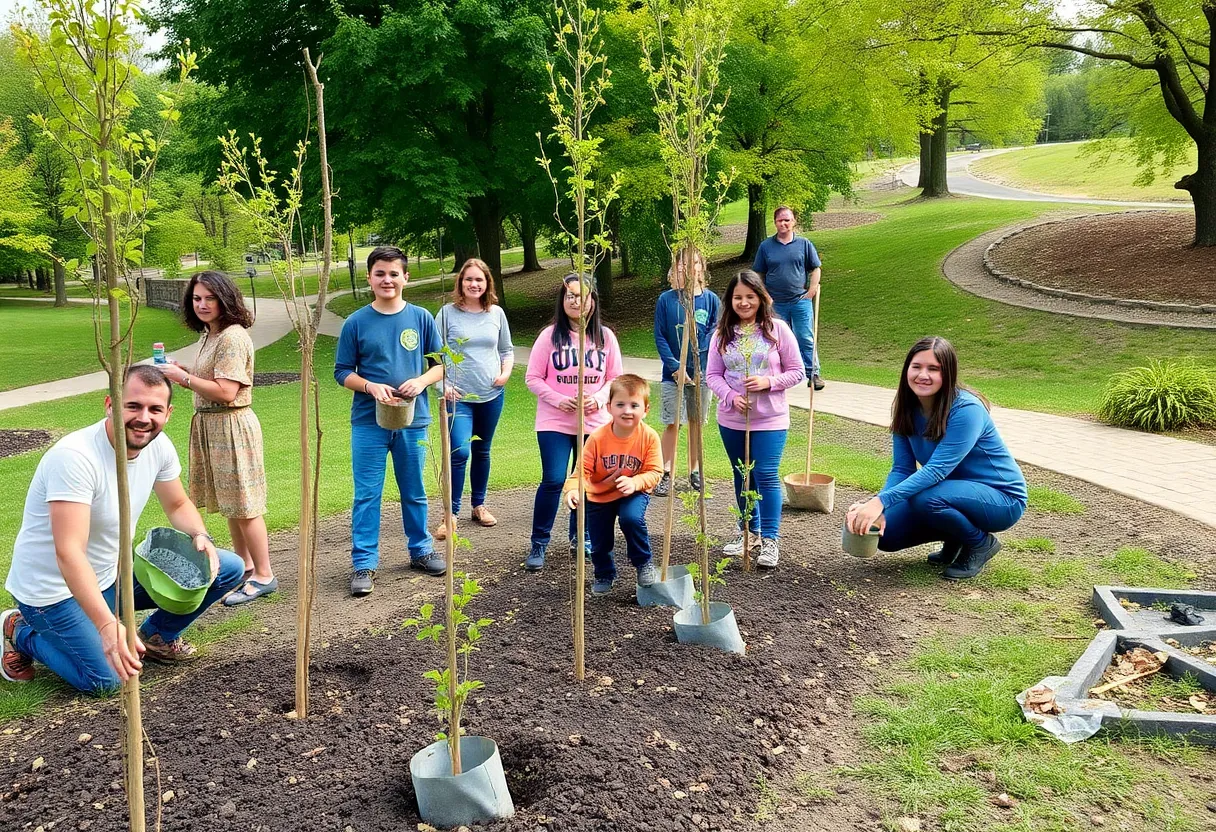 Volunteers planting trees in Spartanburg community