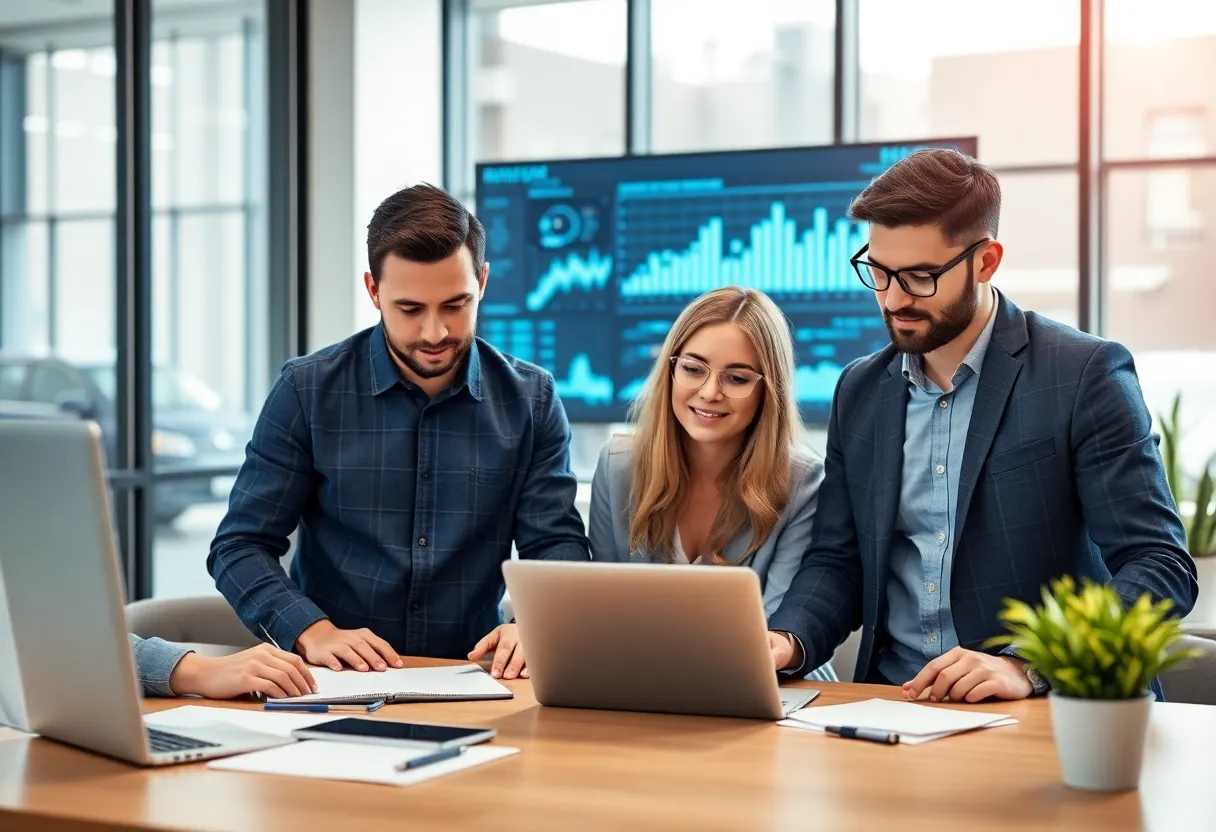 A digital marketing team utilizing AI technology
