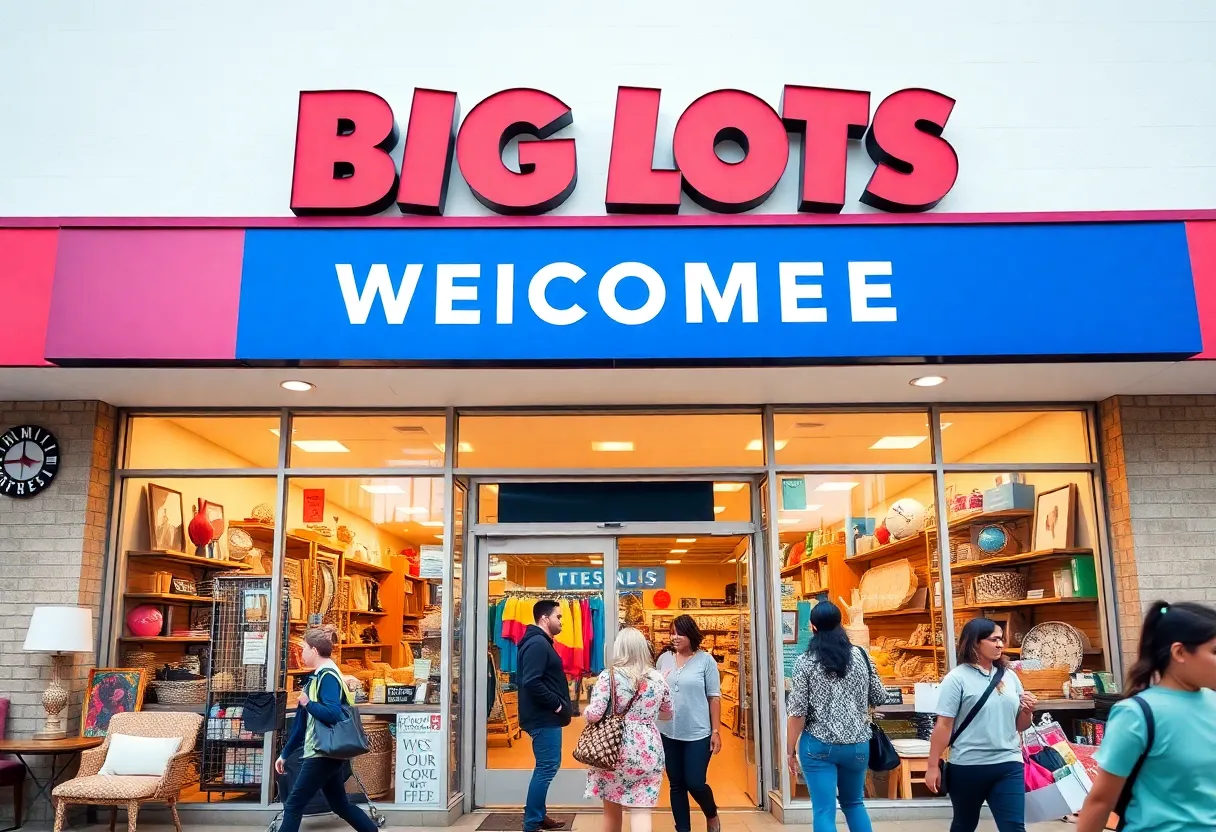 Exterior view of a Big Lots store with shoppers