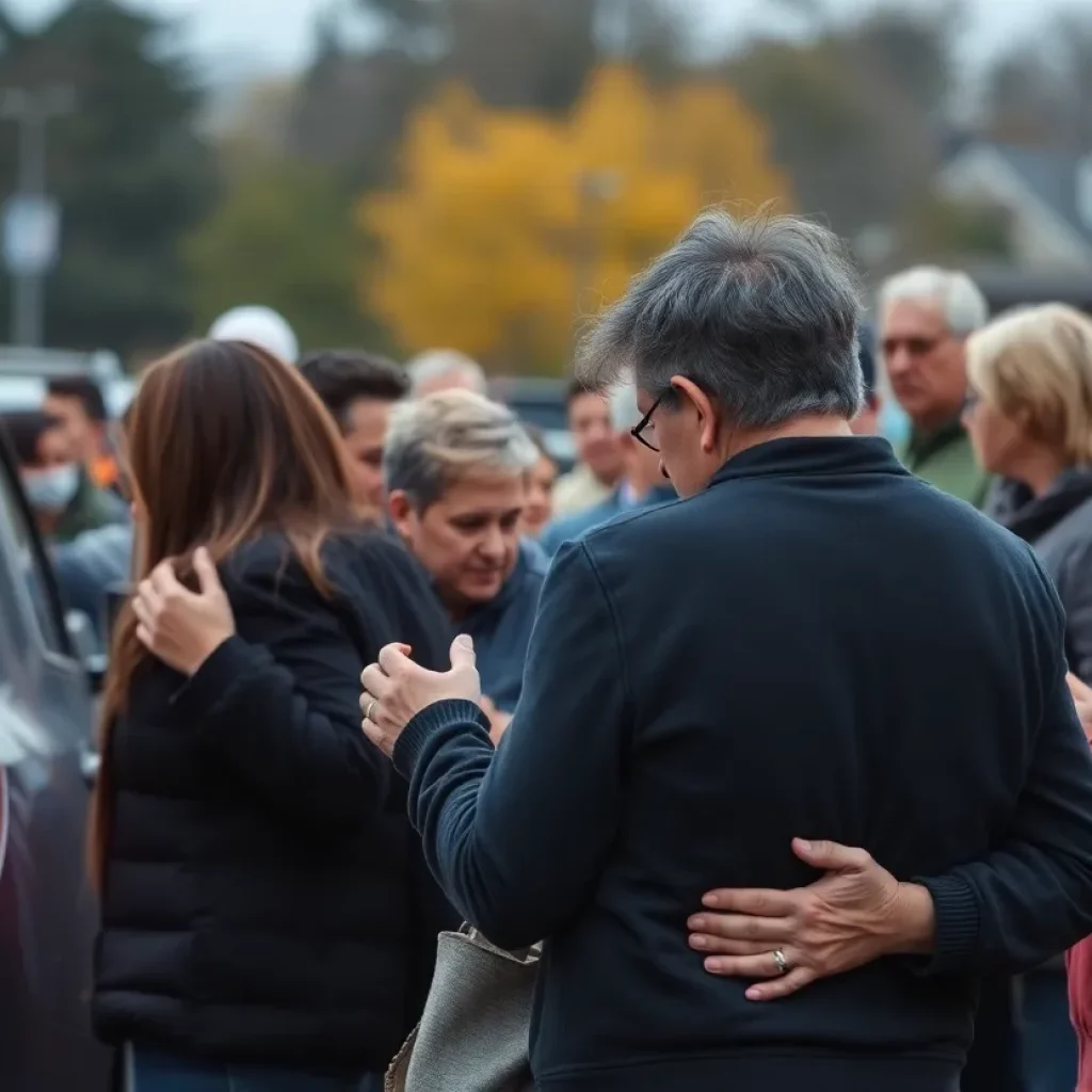 Community members gathering in support after a tragic accident in Spartanburg.