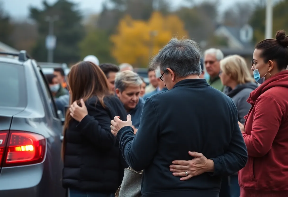 Community members gathering in support after a tragic accident in Spartanburg.