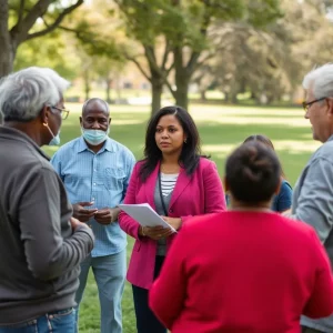 Residents in Greenville collaborating in a park to search for missing teenagers