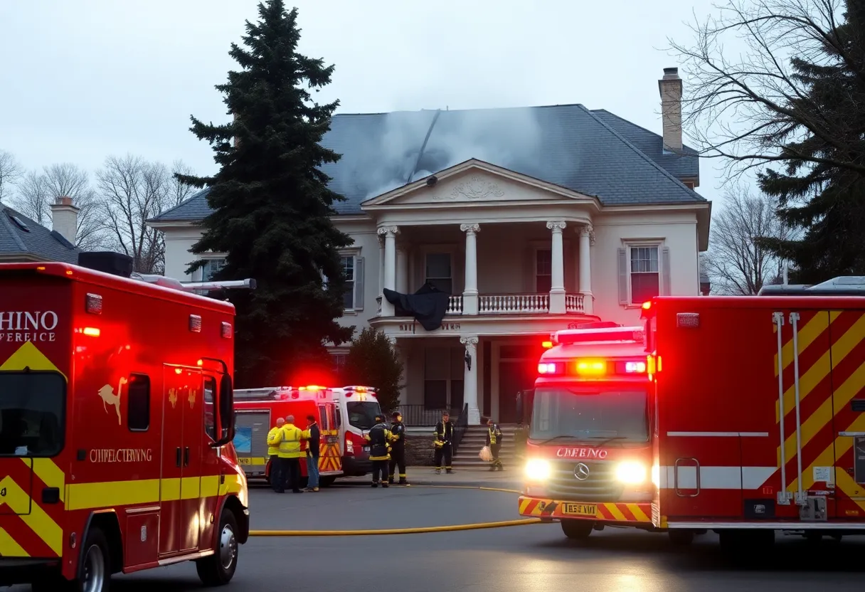 Damaged residence of Governor after arson attack