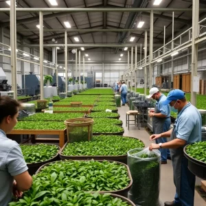 Exterior view of Milo's Tea Co. production plant in Spartanburg, SC