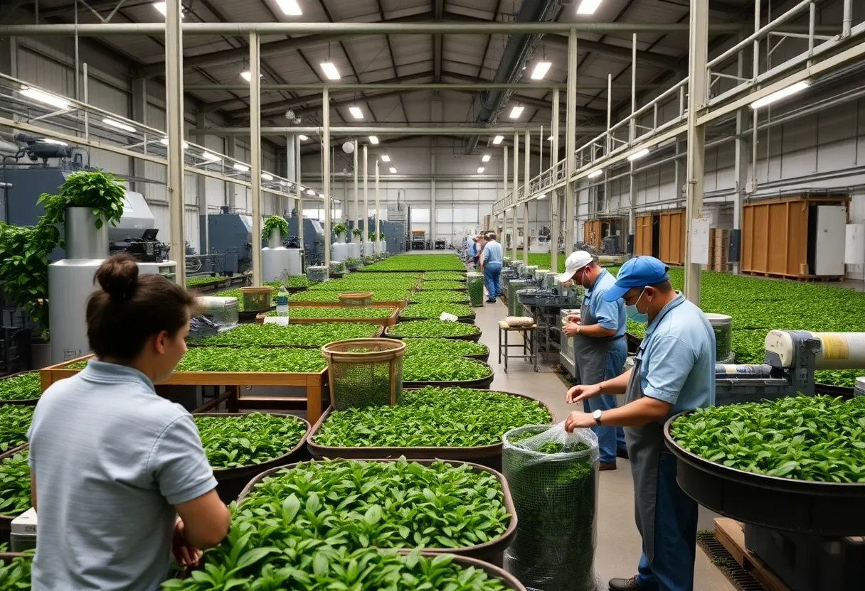 Exterior view of Milo's Tea Co. production plant in Spartanburg, SC