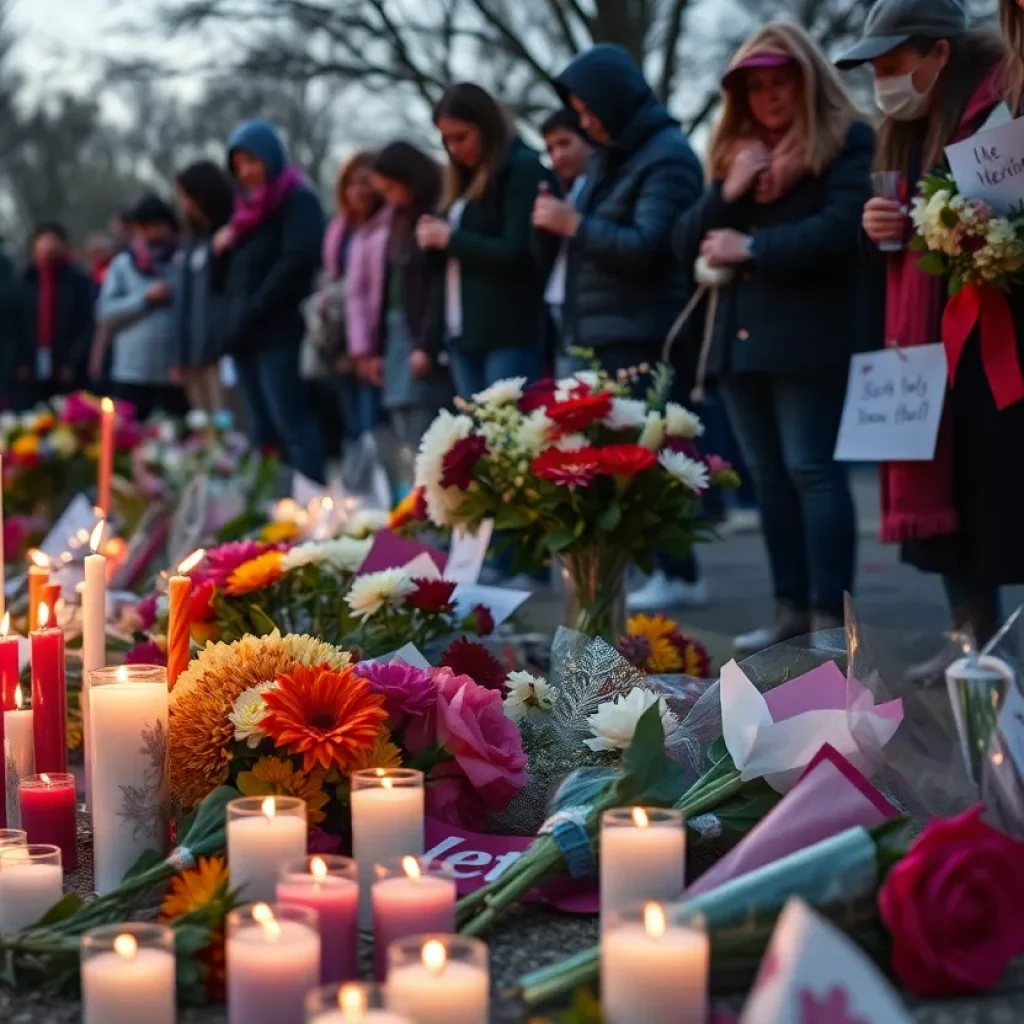 Community memorial honoring three students who lost their lives in a tragic accident.
