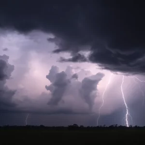Storm clouds and lightning in South Carolina