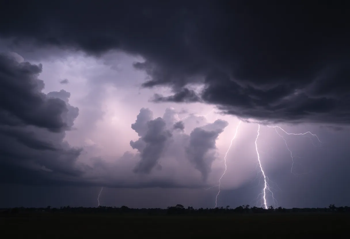 Storm clouds and lightning in South Carolina