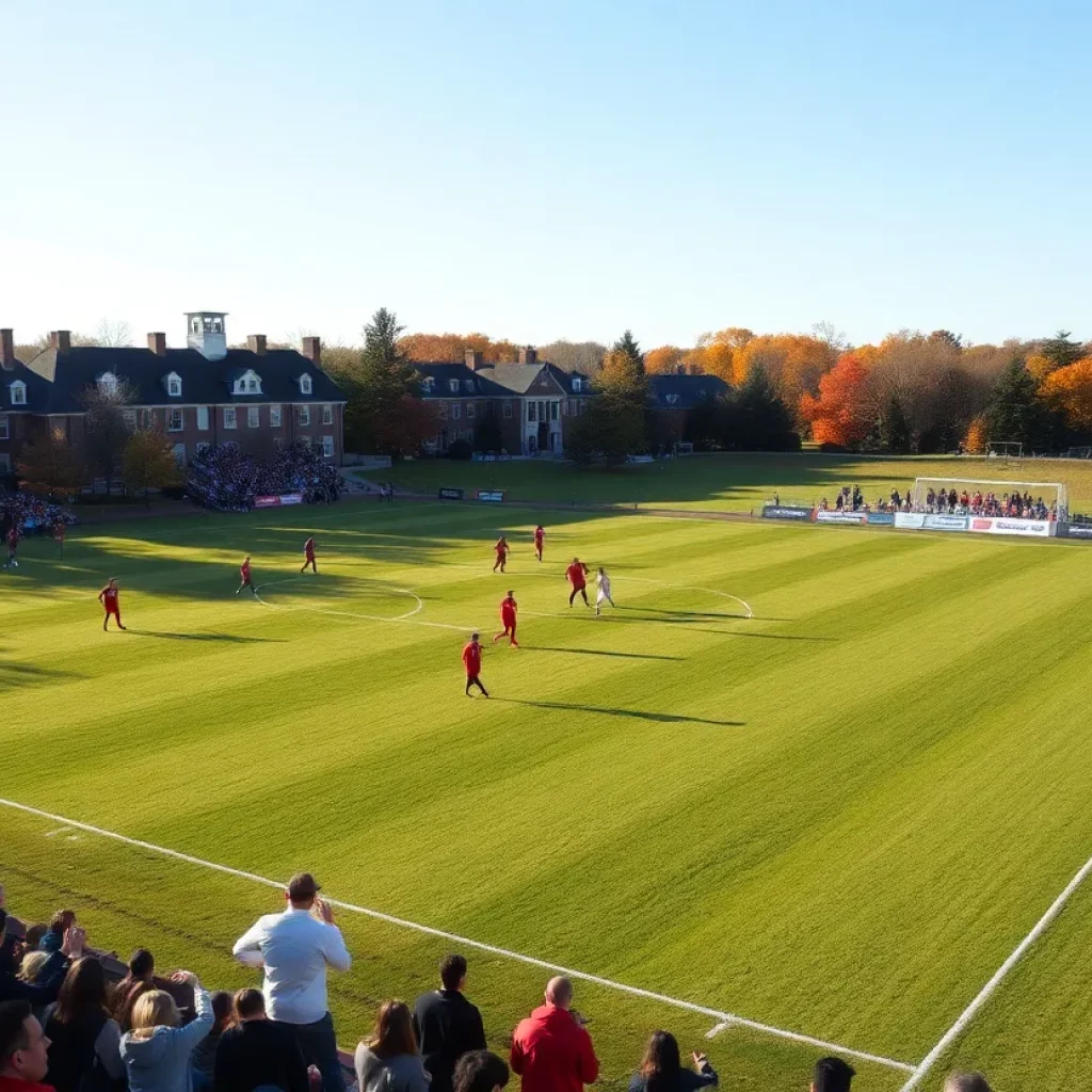 Players practicing soccer at Wofford College