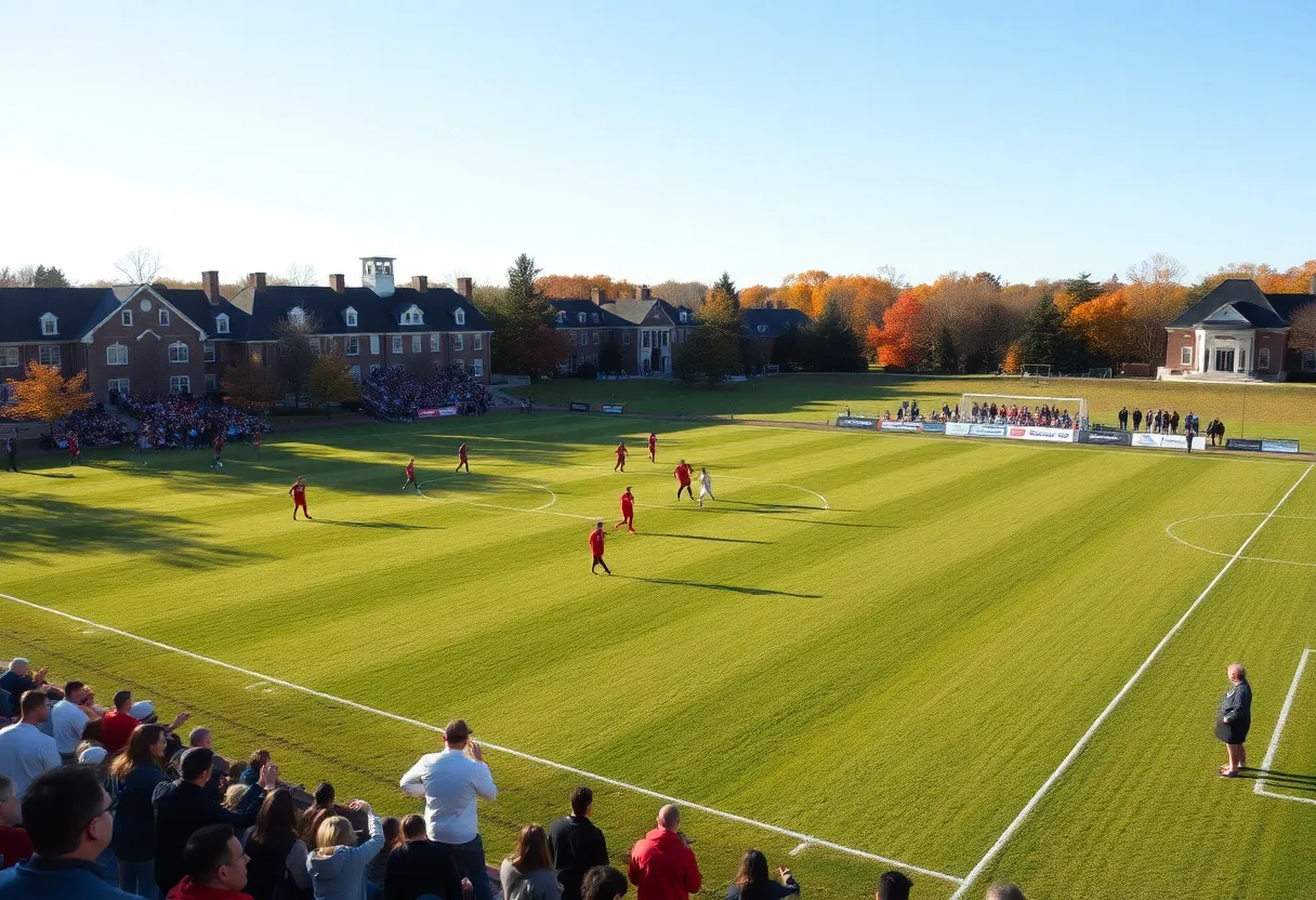 Players practicing soccer at Wofford College